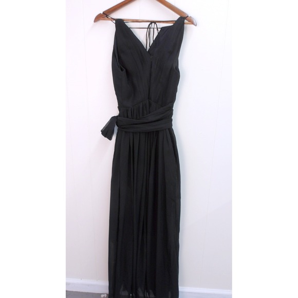 Elegant Black Wrap Maxi Dress Formal Party Cocktail Evening Gown S 10‎ / #9224